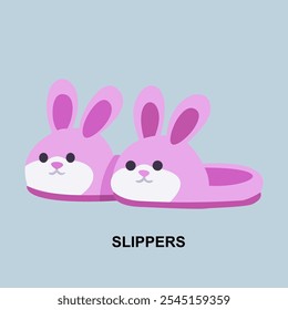 cute pink sandal vector illustration with rabbit model