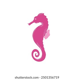 Lindo caballo de mar rosa con dibujado a mano   Elementos. Animales marinos. Conjunto de dibujos animados de Vector doodle de objetos de vida marina para su diseño.