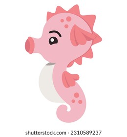 cute pink seahorse vector character
