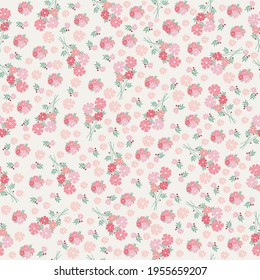 cute pink seamless flowers pattern. Delicate petals and vibrant blossoms create an artistic and vintage botanical illustration. Perfect for wallpaper, fabric, wrapping paper and more.
