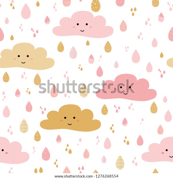 Cute Pink Seamless Pattern Background Cartoon Stock Vector