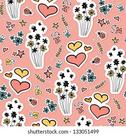 Cute pink seamless pattern design