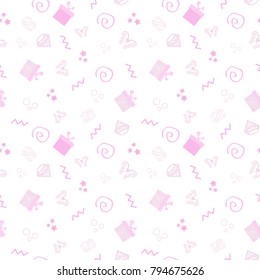 cute pink seamless pattern. Gifts for a Princess baby shower. Blank for ads