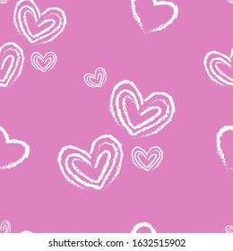 Cute pink seamless pattern with hearts.