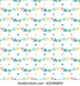 Cute pink seamless pattern with hearts in the style of shabby chic.Vector illustration.print for book covers, textile,fabric,wrapping gift paper and a different design.