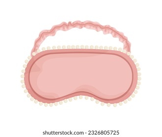 Cute pink sleep mask sticker concept. Pajama and sleepwear. Comfort and coziness. Dream, rest and relax. Template, layout and mock up. Cartoon flat vector illustration isolated on white background