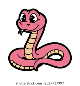 Ilustración de dibujos animados de serpiente rosa linda