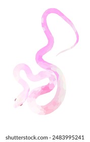 Cute pink snake isolated on white background. polygonal style snake. Chinese horoscope zodiac sign, year of the snake 2025. Friendly geometric reptile. Design for logo, print or web. Vector illustrati