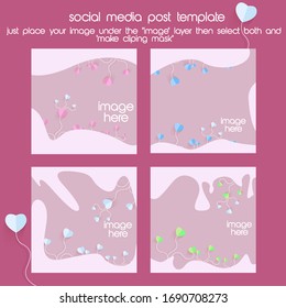 plantilla portadora de medios sociales rosa lindo.