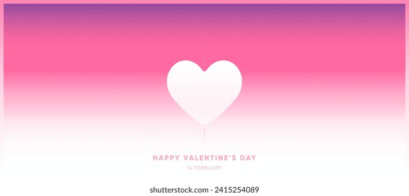 Cute Pink Soft Gradient Background with Heart Sign for Valentine's Day Banner Design. 
