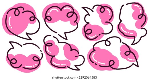 Cute Pink Speech Bubble Set with Hand Drawn Style