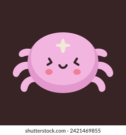 Cute pink spider vector illustration