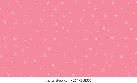 Cute pink star outline seamless pattern vector. Soft pastel celestial background ideal for baby products, nursery decor, kids' textiles, wrapping paper, and dreamy girly design themes.