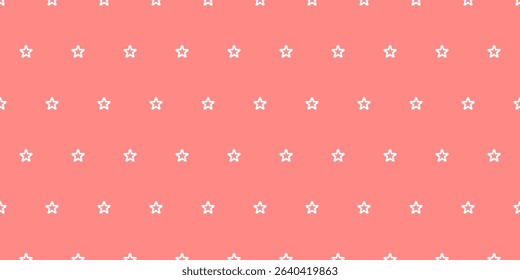 Cute pink star seamless pattern. White stars lined up on a pink background.