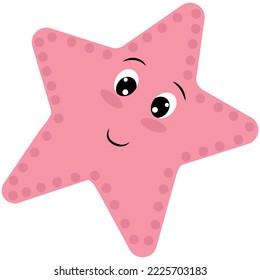 cute pink starfish baby, baby vector illustration, cartoon, flat style
