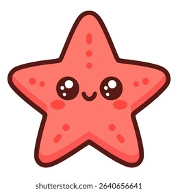 cute pink starfish cartoon character animal flat color vector illustration template design