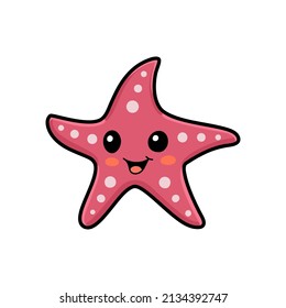 Cute Pink Starfish Cartoon Design