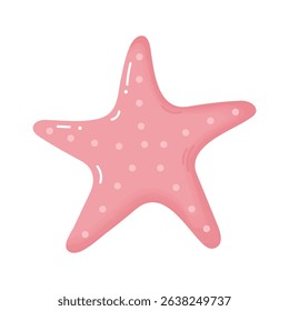 Cute pink starfish  isolated on transparent background with watercolour texture.  Ocean and sea animal. Sea life. Starfish  icon.  Cartoon flat style. Design element for web. Vector illustration