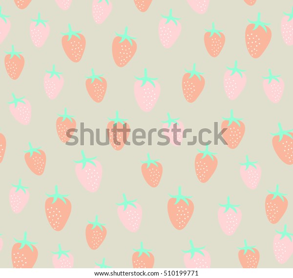 Cute Pink Strawberry Background Seamless Backdrop Stock Vector (Royalty