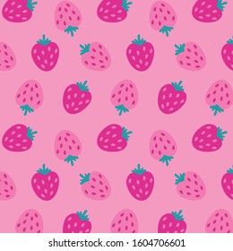 cute pink strawberry cartoon pattern