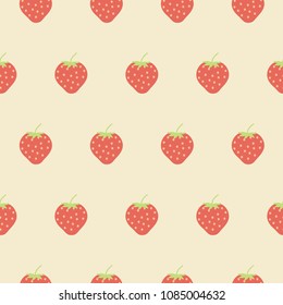 Cute pink strawberry pattern background, seamless pattern, vector illustration.