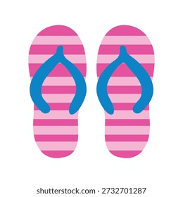 Flip Flops listrado rosa bonito ilustração, verão praia sandálias vetor, acessório de moda plana simples para férias e Poolside Branding