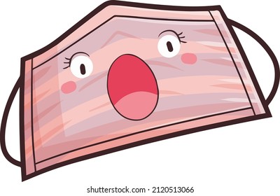 Cute pink stripes facemask with surprised expression