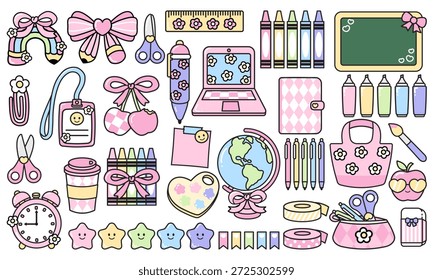 Lindo profesor de color rosa cosas de vuelta a la escuela Clipart