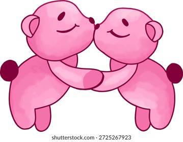 Osos de peluche rosados lindos que abrazan en la ilustración del amor