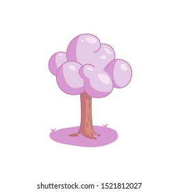 cute pink tree on white background