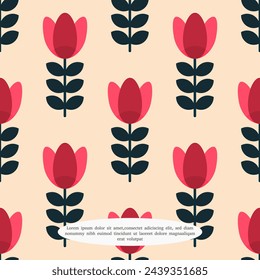 cute pink tulip seamless pattern background.