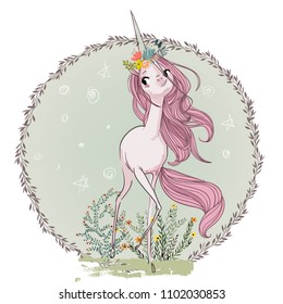 Cute pink unicorn