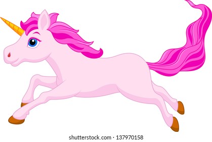 Cute pink unicorn cartoon running