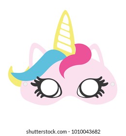 Cute, Pink Unicorn Mask To Cut Out.