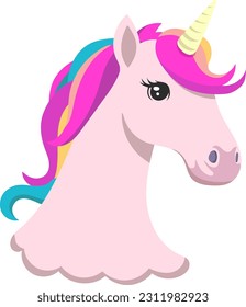 Unicornio rosado. Ilustración del vector