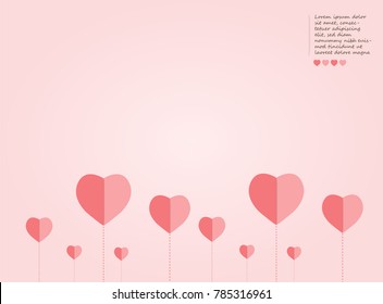 Cute Pink Valentines day Background,Lovely Heart and Flower concept,design for Business and presentation,with space and text input,vector,illustration.