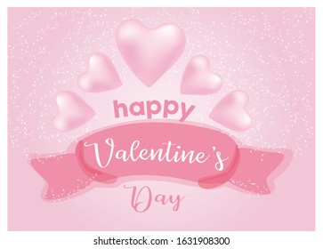Cute pink Valentine's day card, sale and other flyer templates with lettering. Heart, balloon ,love. Typography poster, label, banner design set.  Trendy and luxury
