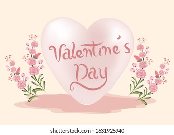 Cute Pink Valentine's day card, sale and other flyer templates with lettering. Heart, balloon ,floral,love. Typography poster, label, banner design set.  Trendy and luxury