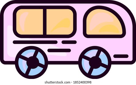 rosafarbene Van, Illustration, Vektorgrafik auf weißem Hintergrund