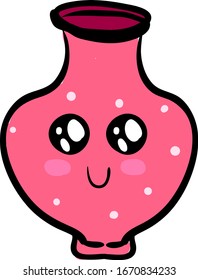 Cute pink vase, illustration, vector on white background.
