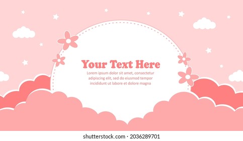 Cute Pink Vector Background with Cloud and Star