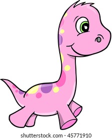 Pink Dinosaur Vector Illustration Stock Vector (Royalty Free) 9109669