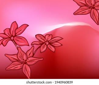 Cute pink vector flowers. Pink background in fluid style, pink gradient. For web design with place for text.