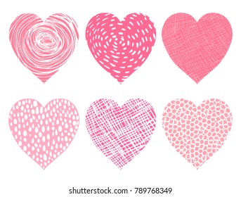 Cute pink vector hearts for love and Valentine designs
