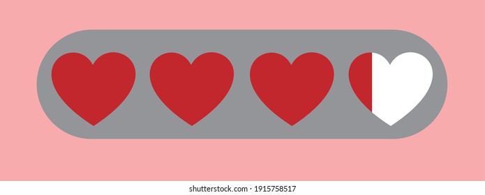 Cute pink vector illustration of love meter in red, can be used for logos, symbols, signs and decorations. heart shape loading