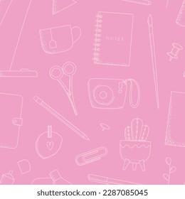 Cute pink vector seamless pattern for scrapbooking, package, wrap.