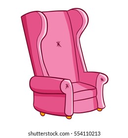 Cute pink vintage sofa for your interior - vector.