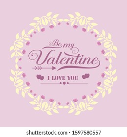 Cute pink and white floral frame, for happy valentine ornate cards. Vector