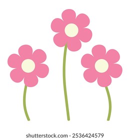 Cute pink wildflower blanch collection for decor, easter, sticker, clipart, print. Hand-drawn minimal flower plant illustration. Spring colorful flower elements vector.