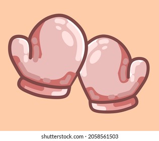 cute pink Winter Gloves Accesory Icon Vector Illustration Graphic Design